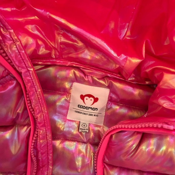 appaman Girl's Pink Iridescent Coat with Hood - Picture 3 of 3